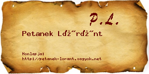 Petanek Lóránt névjegykártya